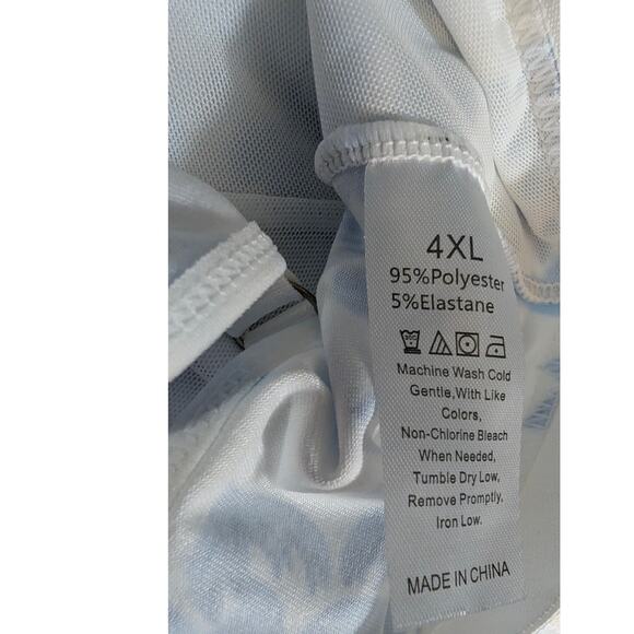 Blue Floral Lace Trim Bralette PLus Size 4XL XXXX Lounge Sleep Modesty Lingerie - Picture 4 of 4